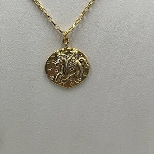 Shashi Magical Pegasus Coin Charm 18K Gold Plated Long Necklace‎ USA Made